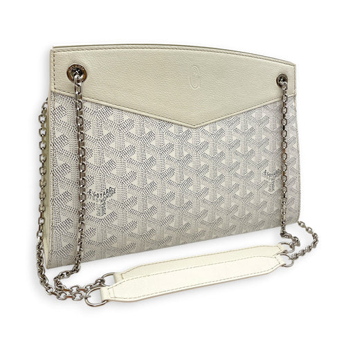 Rouette PM White Shoulder Bag in Canvas Silver hardware CL2606-21819 12