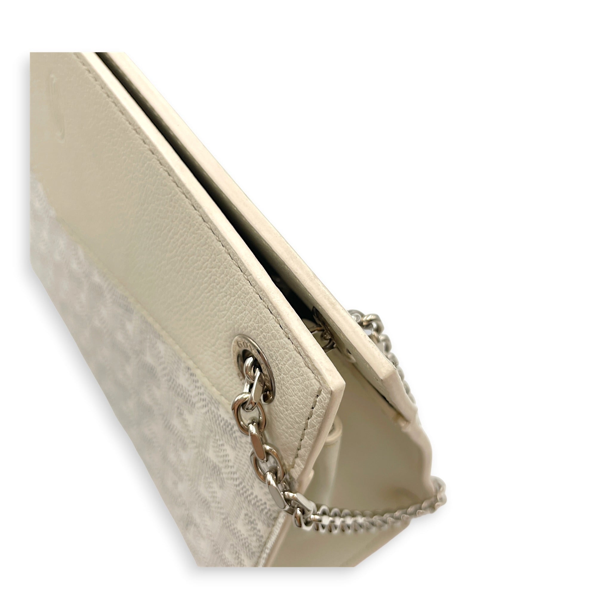 Rouette PM White Shoulder Bag in Canvas Silver hardware CL2606-21819 14