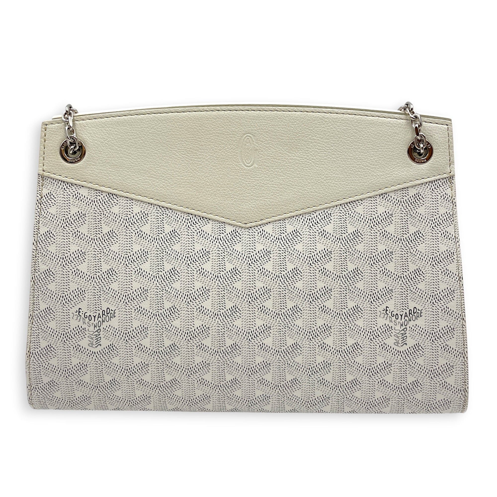 Rouette PM White Shoulder Bag in Canvas Silver hardware CL2606-21819 2