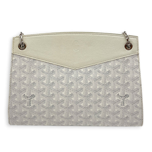 Rouette PM White Shoulder Bag in Canvas Silver hardware CL2606-21819 2