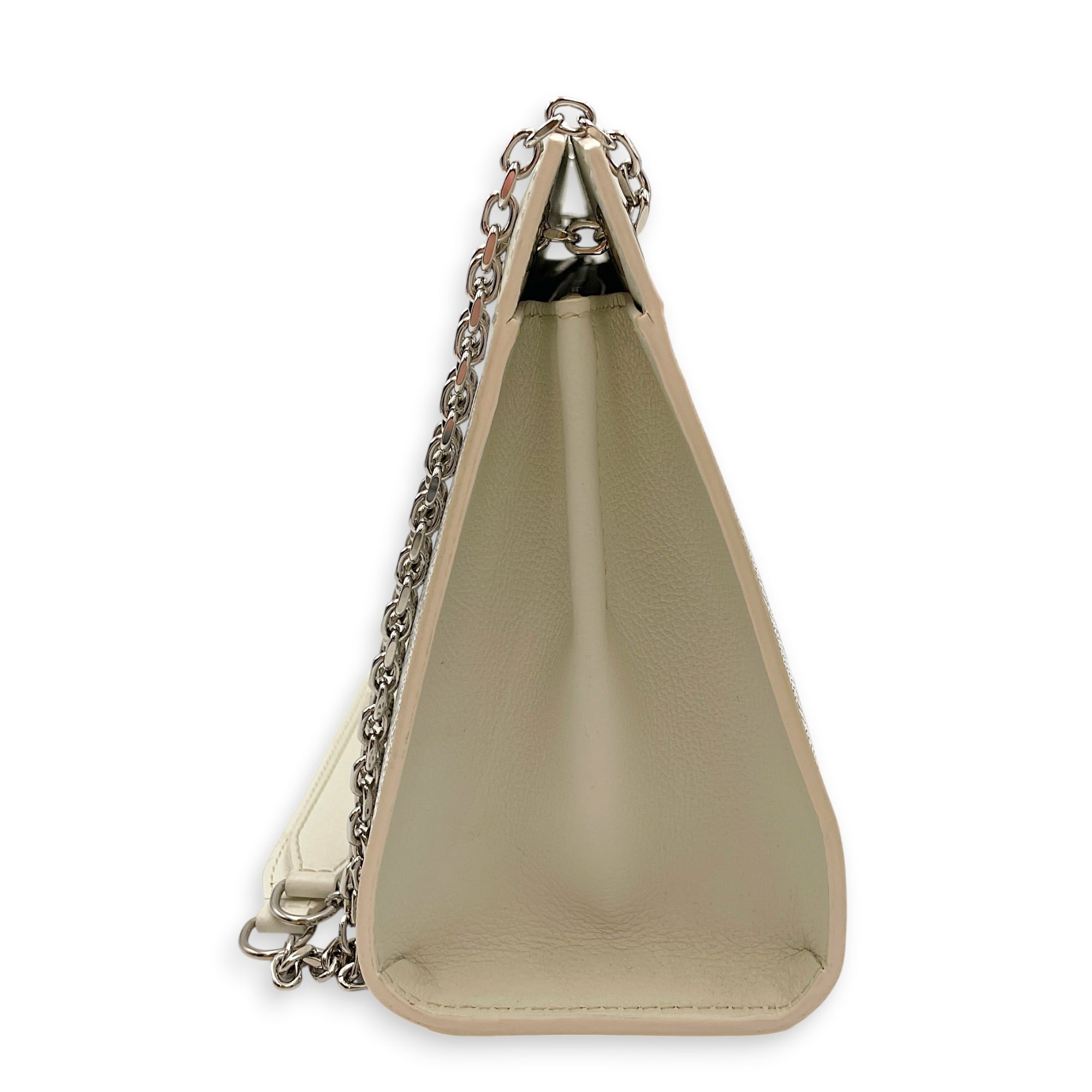 Rouette PM White Shoulder Bag in Canvas Silver hardware CL2606-21819 4