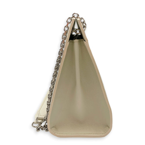 Rouette PM White Shoulder Bag in Canvas Silver hardware CL2606-21819 4