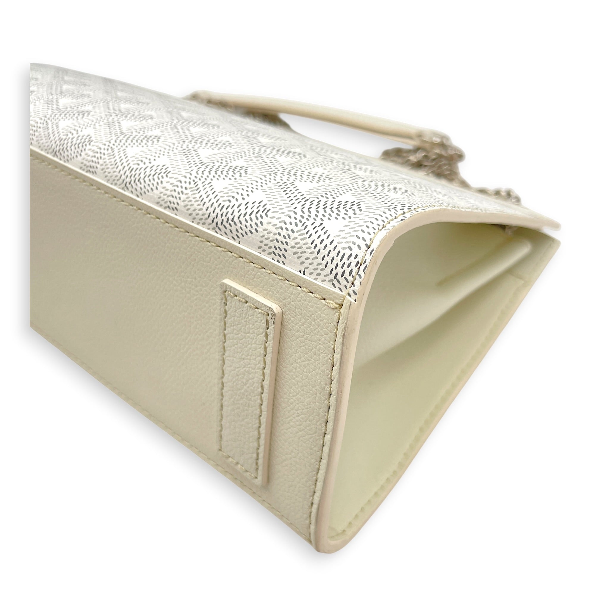 Rouette PM White Shoulder Bag in Canvas Silver hardware CL2606-21819 6