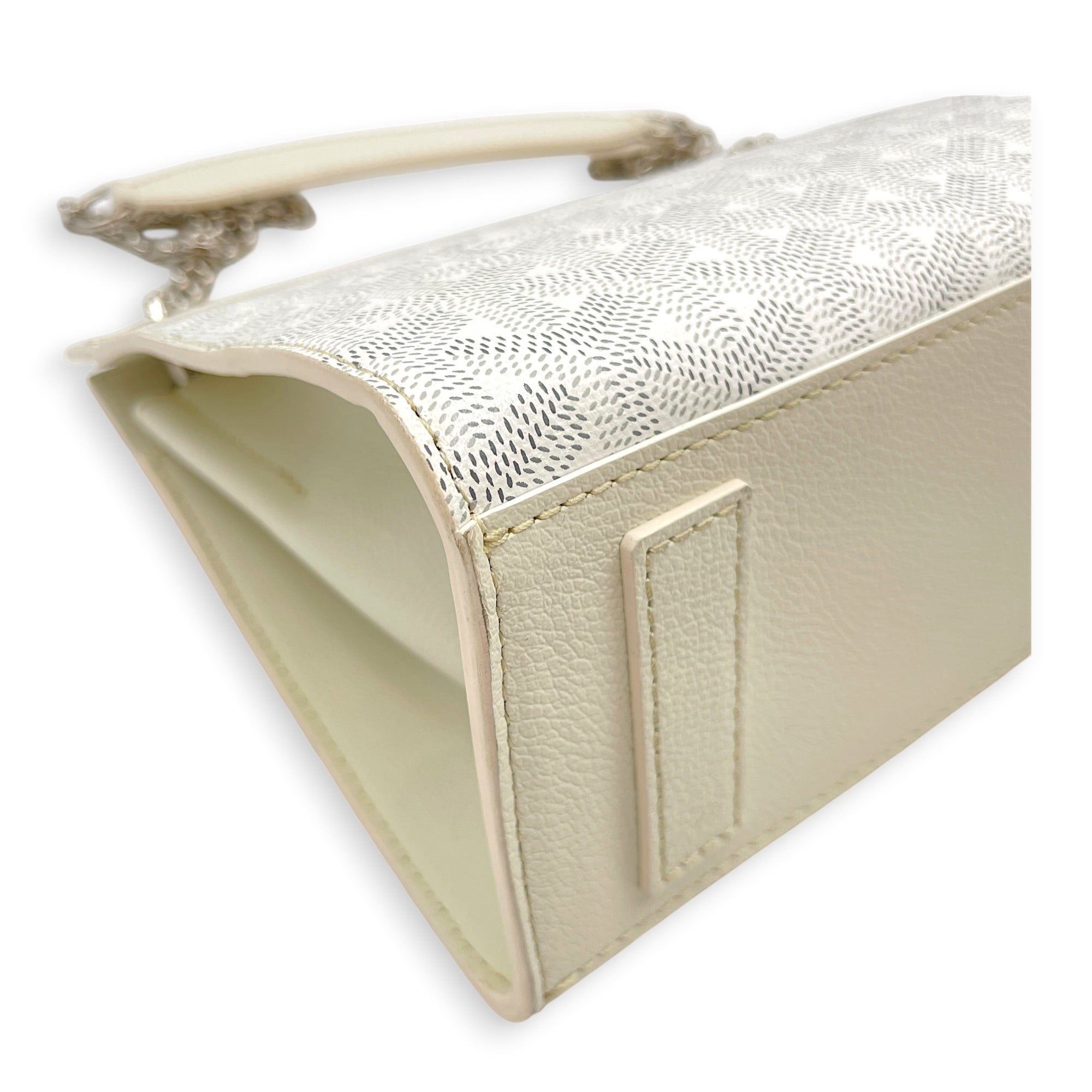 Rouette PM White Shoulder Bag in Canvas Silver hardware CL2606-21819 7