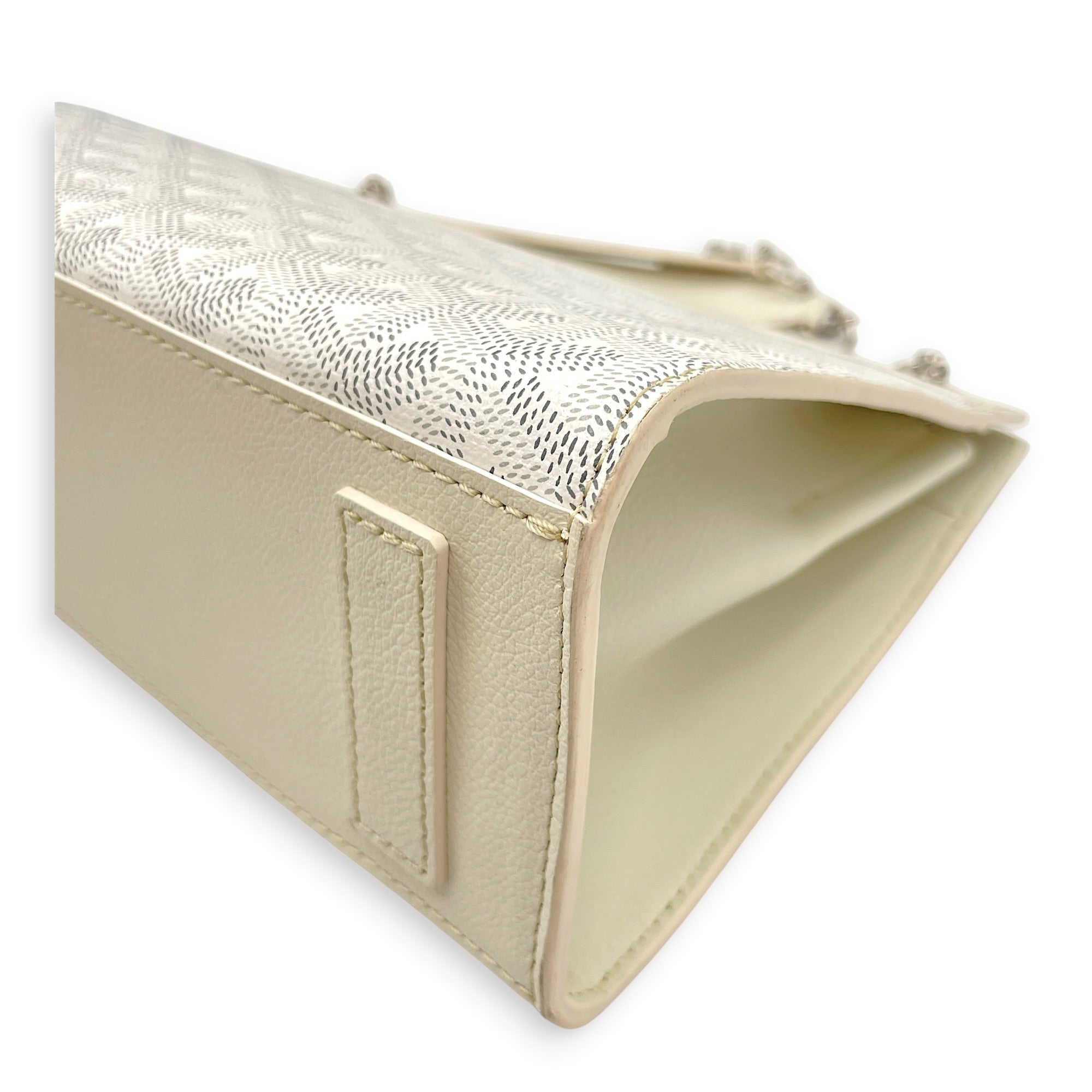 Rouette PM White Shoulder Bag in Canvas Silver hardware CL2606-21819 9