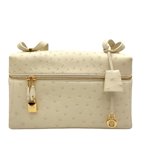 Extra Pocket 27 Cream  Crossbody Bag in Ostrich Gold hardware CL2606-21821 1