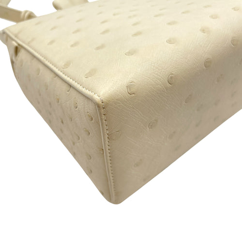 Extra Pocket 27 Cream  Crossbody Bag in Ostrich Gold hardware CL2606-21821 11