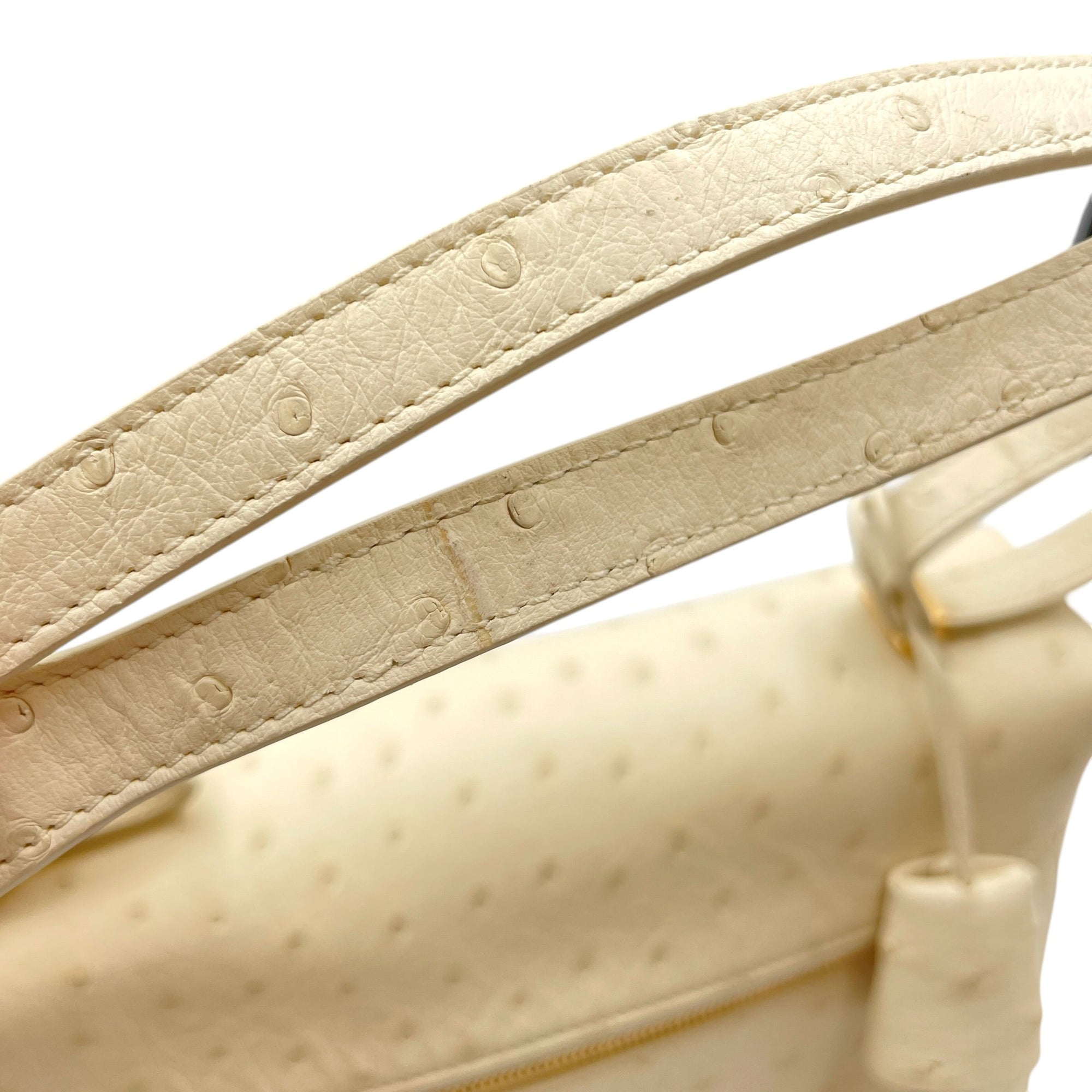 Extra Pocket 27 Cream  Crossbody Bag in Ostrich Gold hardware CL2606-21821 12