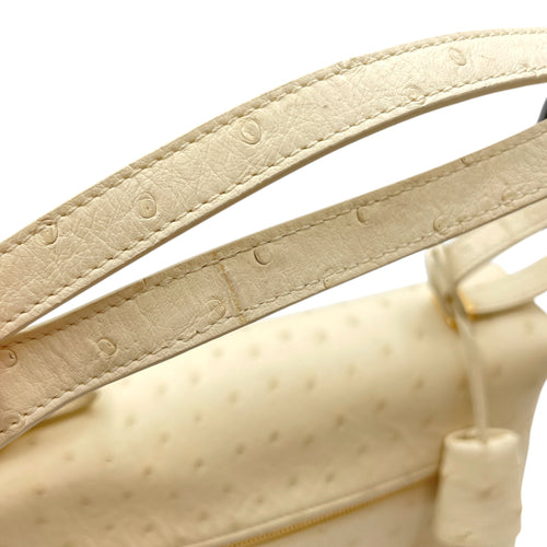 Extra Pocket 27 Cream  Crossbody Bag in Ostrich Gold hardware CL2606-21821 12