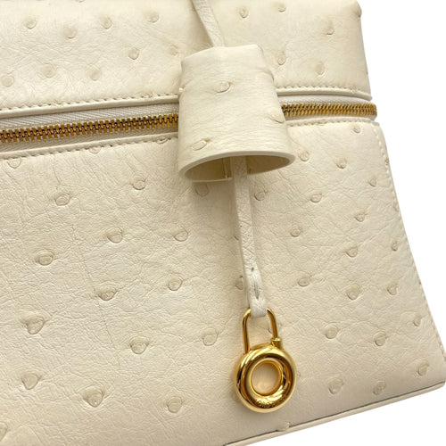Extra Pocket 27 Cream  Crossbody Bag in Ostrich Gold hardware CL2606-21821 14