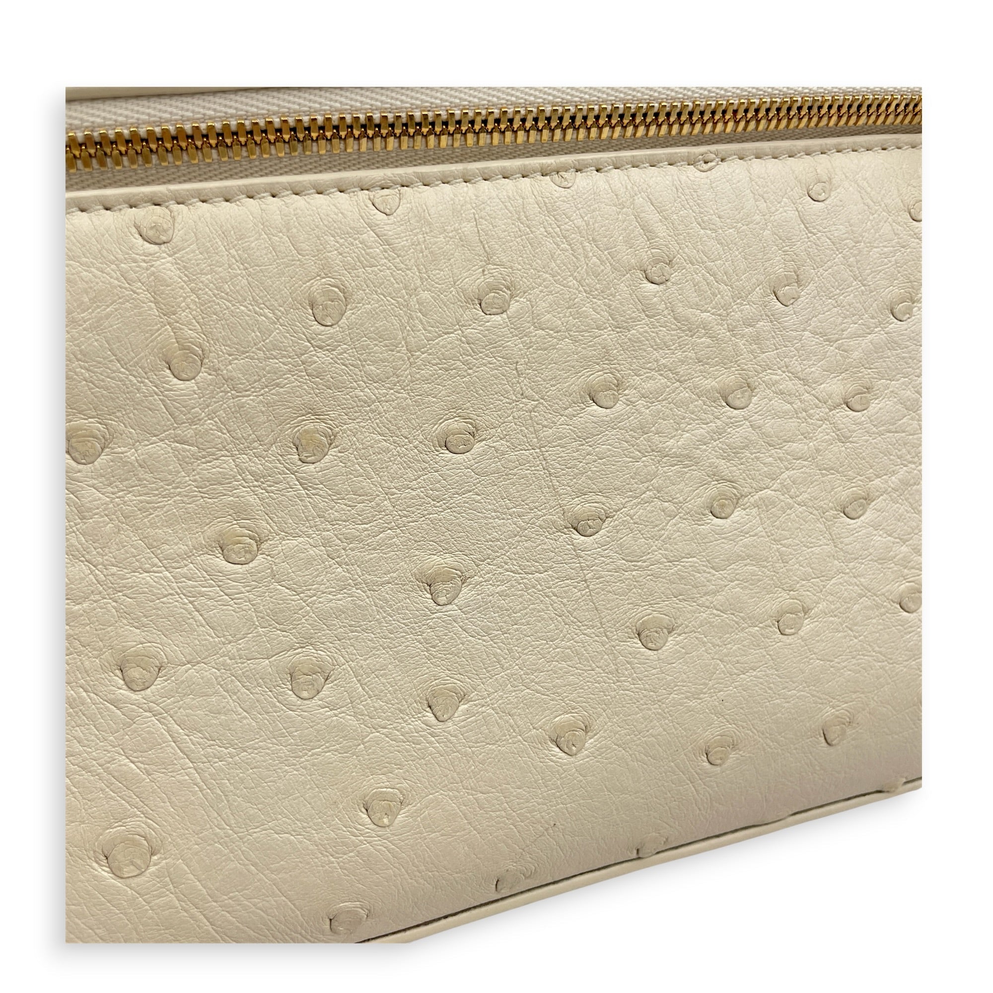 Extra Pocket 27 Cream  Crossbody Bag in Ostrich Gold hardware CL2606-21821 15