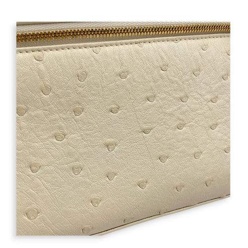 Extra Pocket 27 Cream  Crossbody Bag in Ostrich Gold hardware CL2606-21821 15