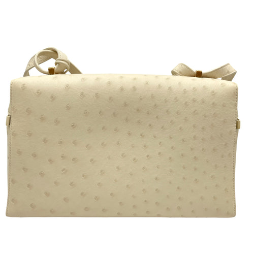 Extra Pocket 27 Cream  Crossbody Bag in Ostrich Gold hardware CL2606-21821 2