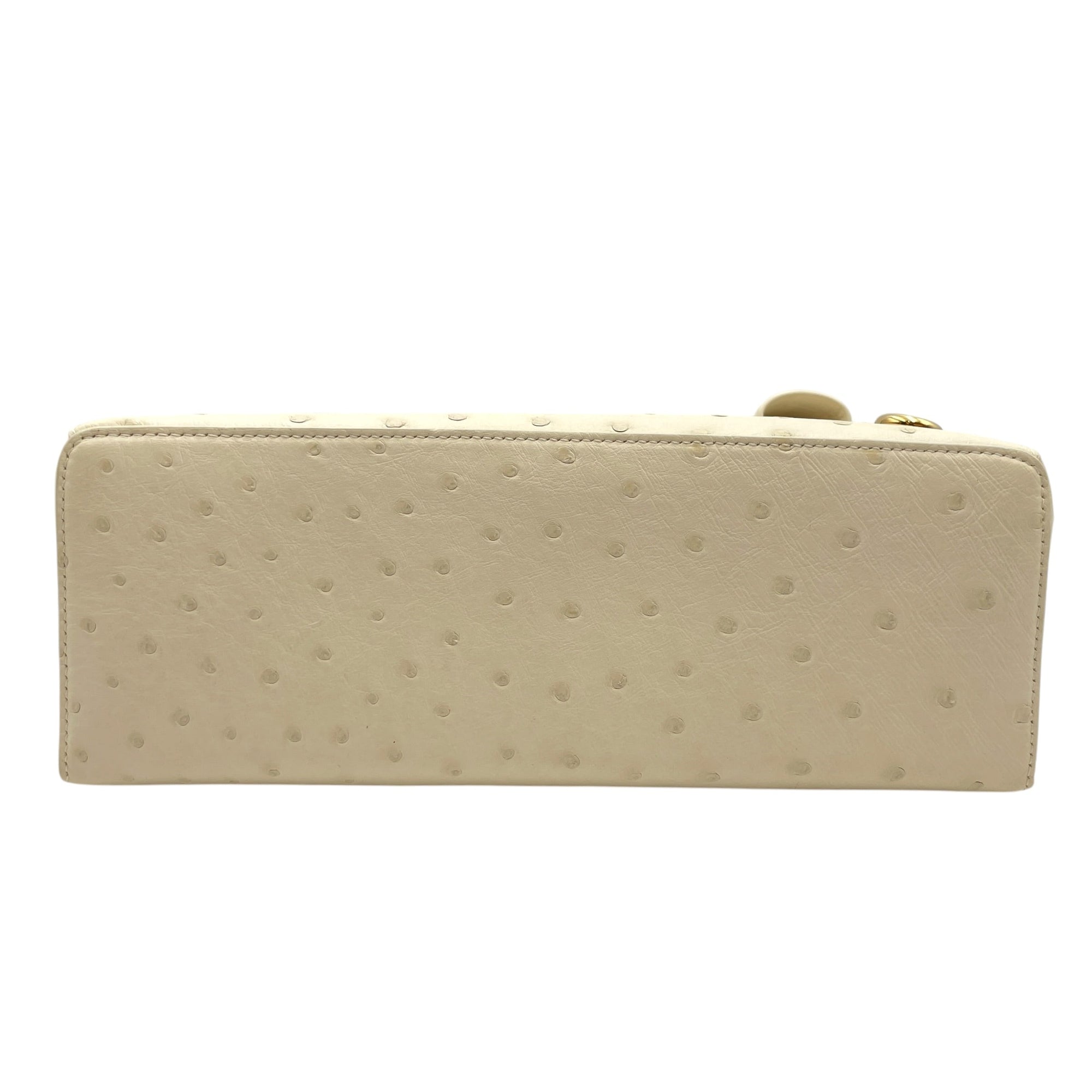 Extra Pocket 27 Cream  Crossbody Bag in Ostrich Gold hardware CL2606-21821 3