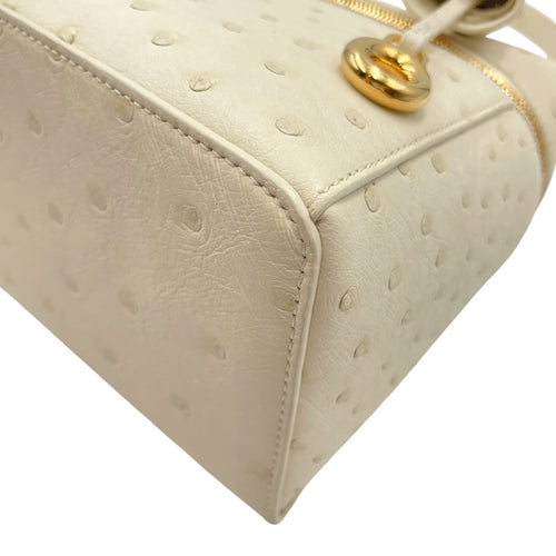 Extra Pocket 27 Cream  Crossbody Bag in Ostrich Gold hardware CL2606-21821 7