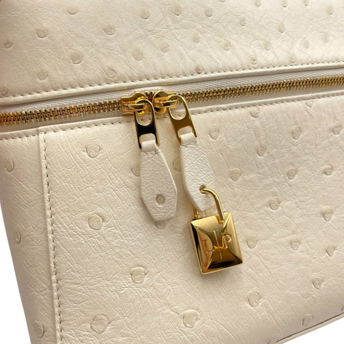 Extra Pocket 27 Cream  Crossbody Bag in Ostrich Gold hardware CL2606-21821 9