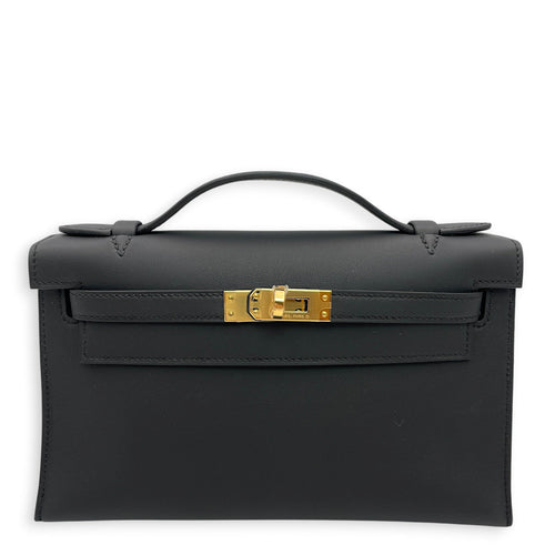 Kelly Pochette Black in Swift Gold hardware CL2606-21823 1