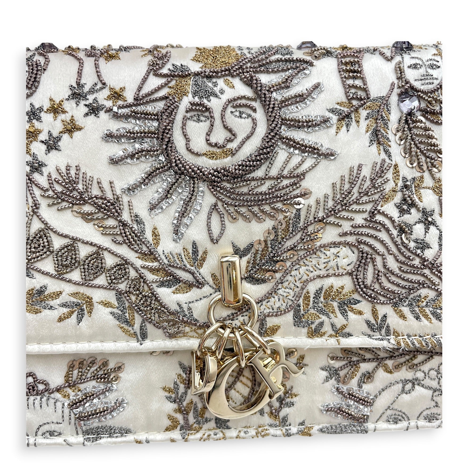 My Dior Mini White Crossbody Bag in Silk Gold hardware CL2606-21827 10
