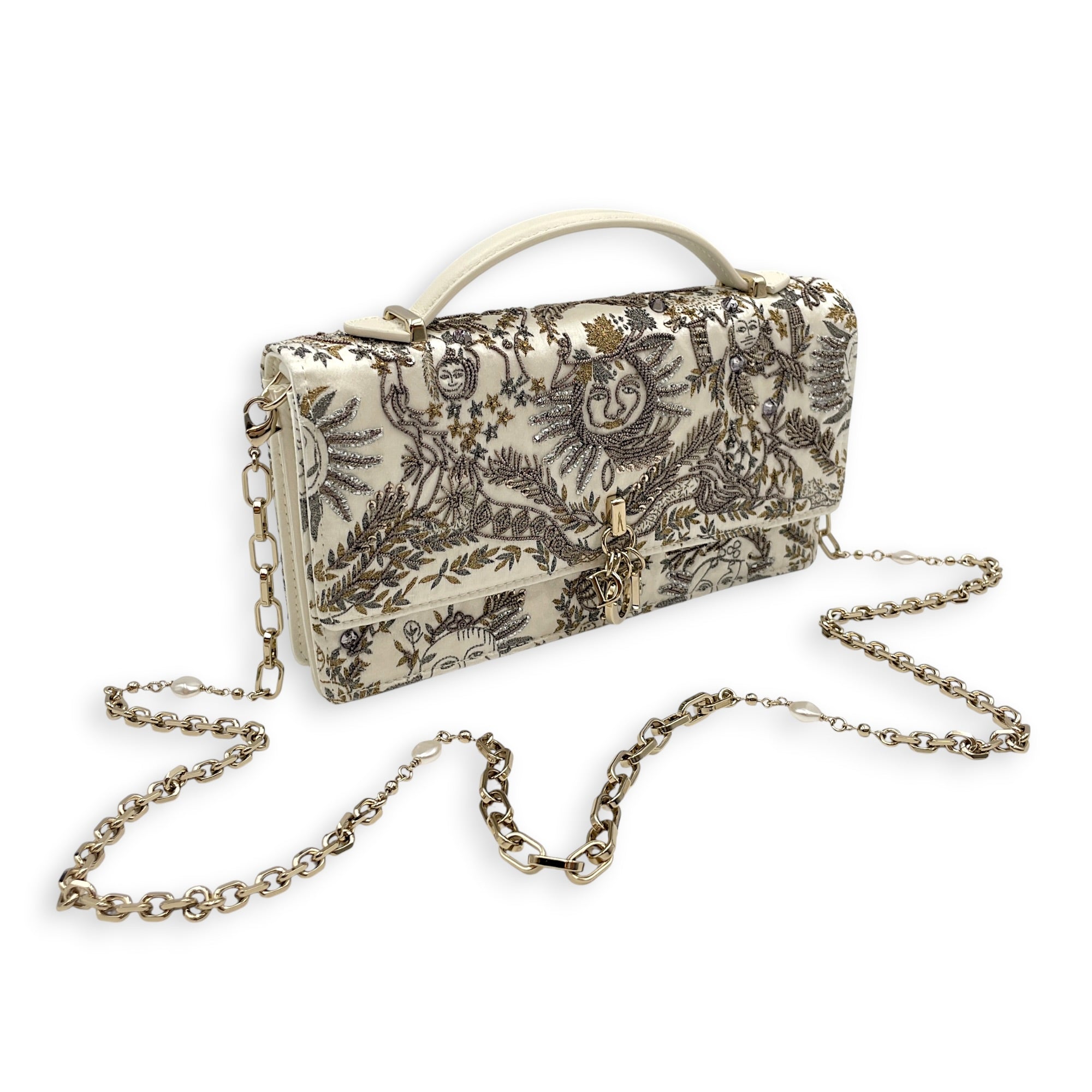 My Dior Mini White Crossbody Bag in Silk Gold hardware CL2606-21827 13