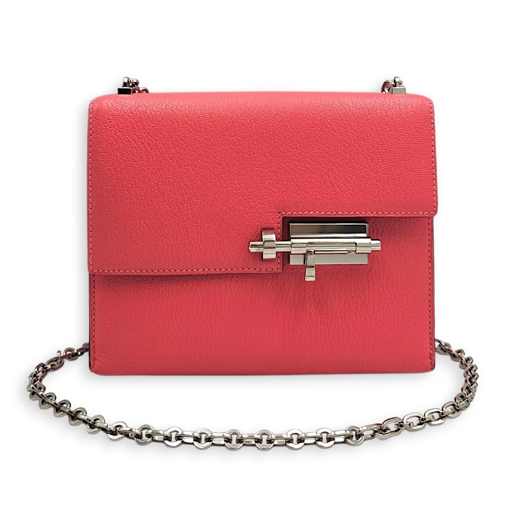 Verrou Chaine Mini Rose Azalee in Chevre Mysore Palladium hardware CL2606-21828 13