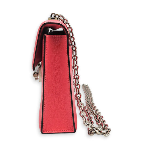Verrou Chaine Mini Rose Azalee in Chevre Mysore Palladium hardware CL2606-21828 3