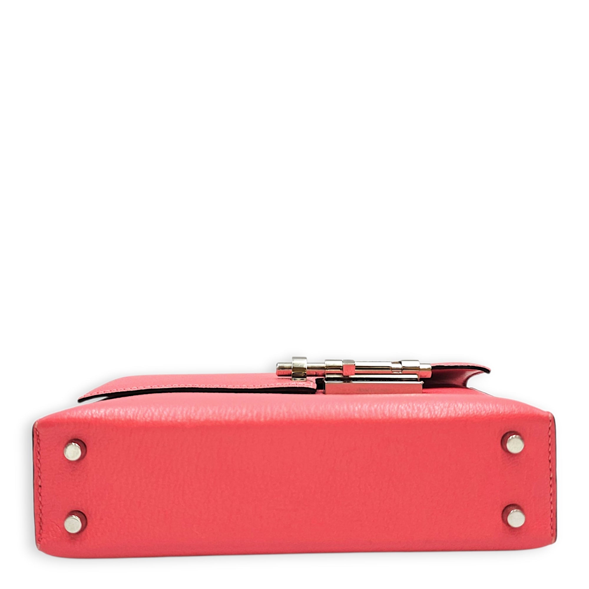 Verrou Chaine Mini Rose Azalee in Chevre Mysore Palladium hardware CL2606-21828 5