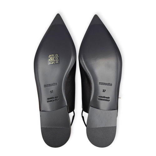 Lovely Slingback 37 Black Flats in Nappa Palladium hardware CL2606-21836 2