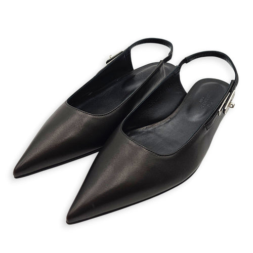 Lovely Slingback 37 Black Flats in Nappa Palladium hardware CL2606-21836 3
