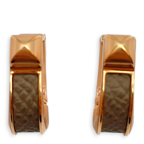 Jockette Small Model Etoupe Earrings in Epsom Rose Gold hardware CL2606-21838 1