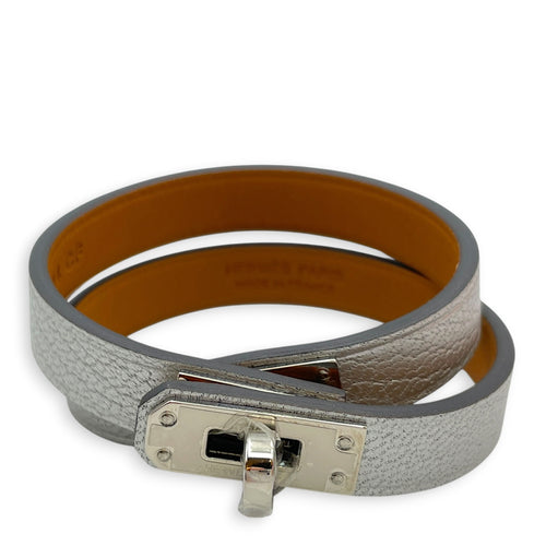 Mini Kelly T1 Argente Double Tour Bracelet in Chevre Chamkilight Palladium hardware