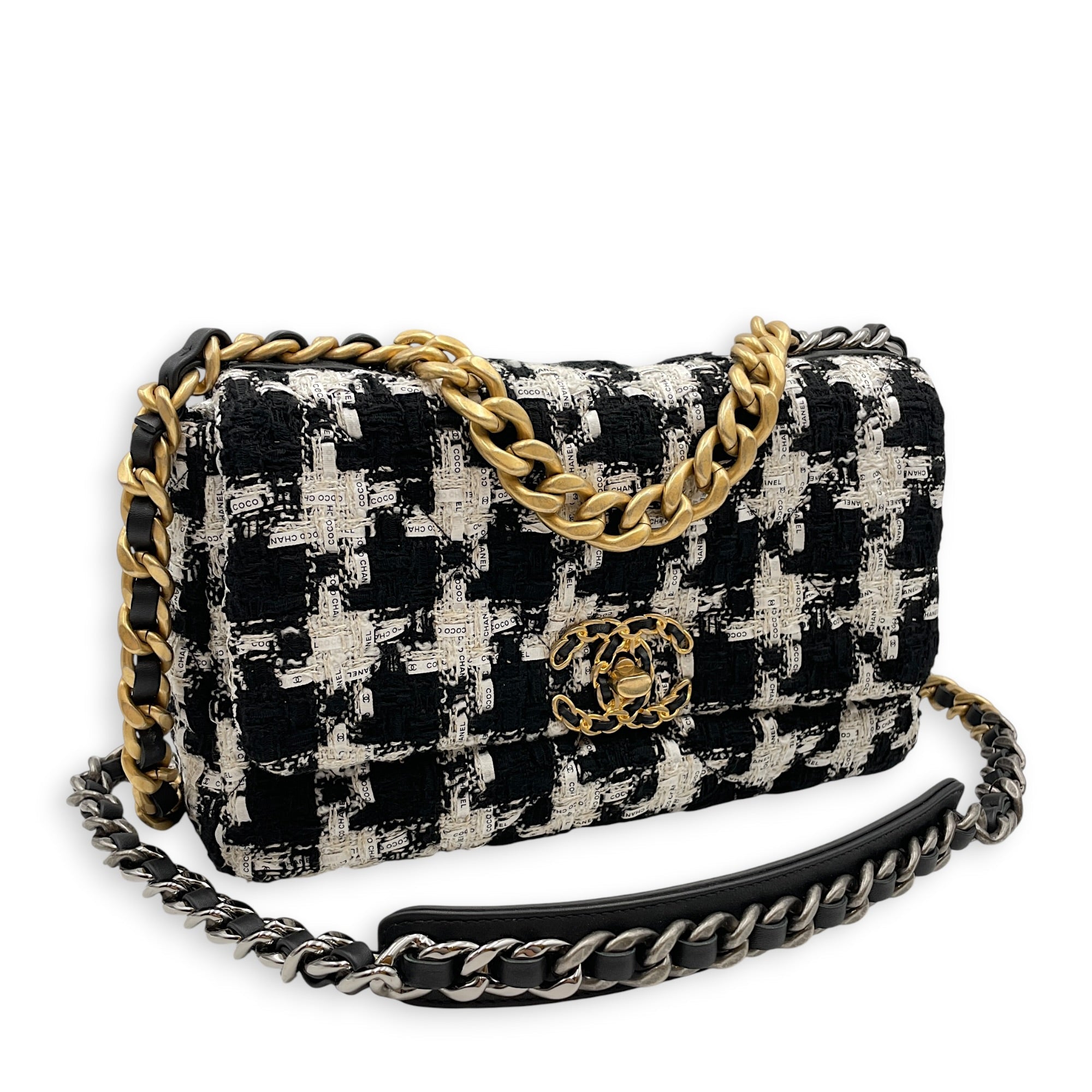 C19 Black Shoulder Bag in Tweed Mixed hardware CL2606-21845 13