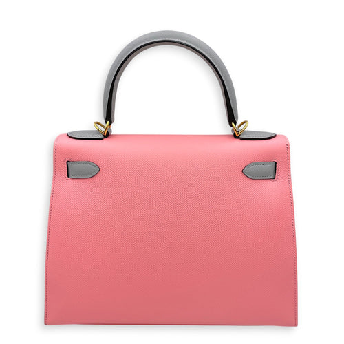 HSS Sellier Kelly 28 Rose Confetti/Blue Glacier in Epsom Gold hardware CL2606-21867 2