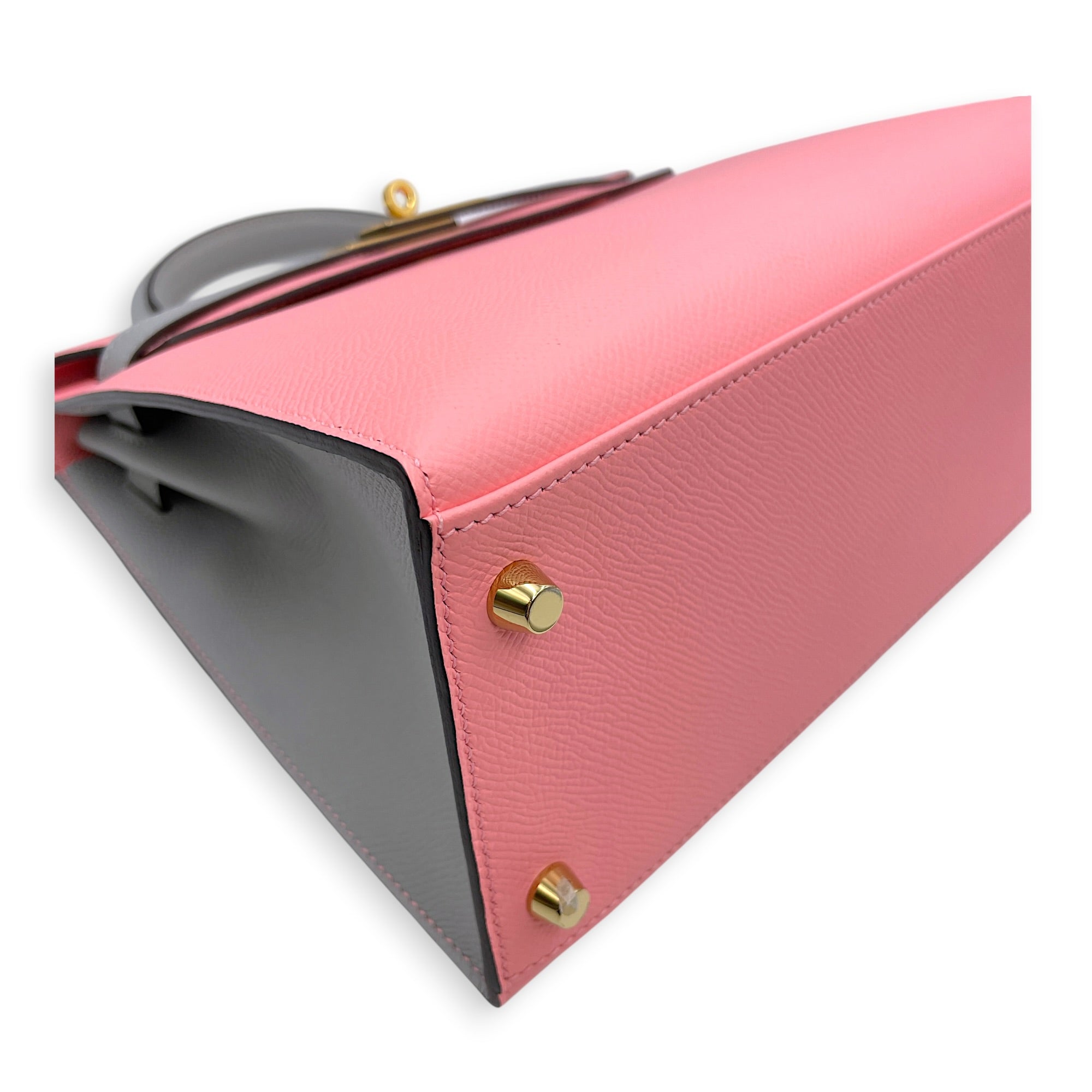 HSS Sellier Kelly 28 Rose Confetti/Blue Glacier in Epsom Gold hardware CL2606-21867 7
