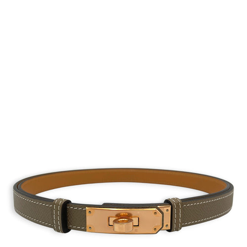 Kelly 18 Etoupe Belt in Epsom Rose Gold hardware CL2606-21871 1
