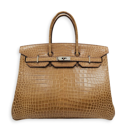 Birkin 35 Ficelle in Shiny Porosus Palladium hardware CL2606-21878 1