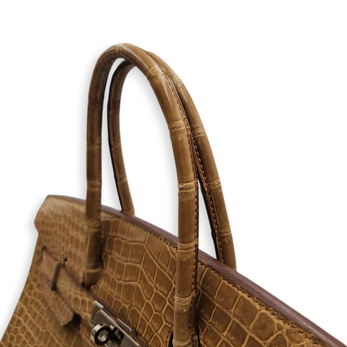 Birkin 35 Ficelle in Shiny Porosus Palladium hardware CL2606-21878 10