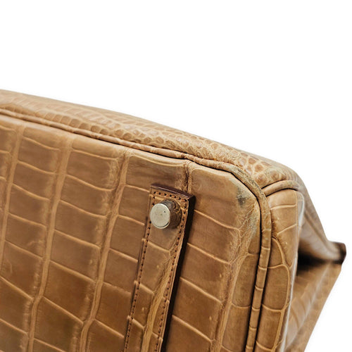 Birkin 35 Ficelle in Shiny Porosus Palladium hardware CL2606-21878 12