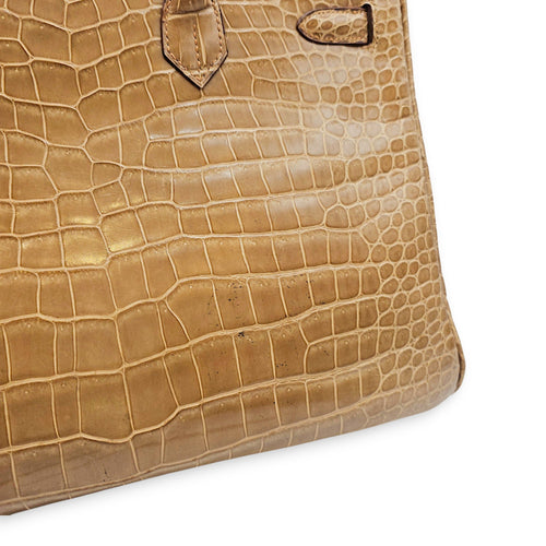 Birkin 35 Ficelle in Shiny Porosus Palladium hardware CL2606-21878 13