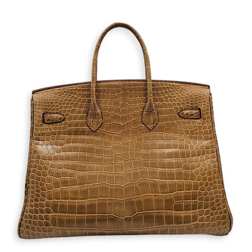 Birkin 35 Ficelle in Shiny Porosus Palladium hardware CL2606-21878 2