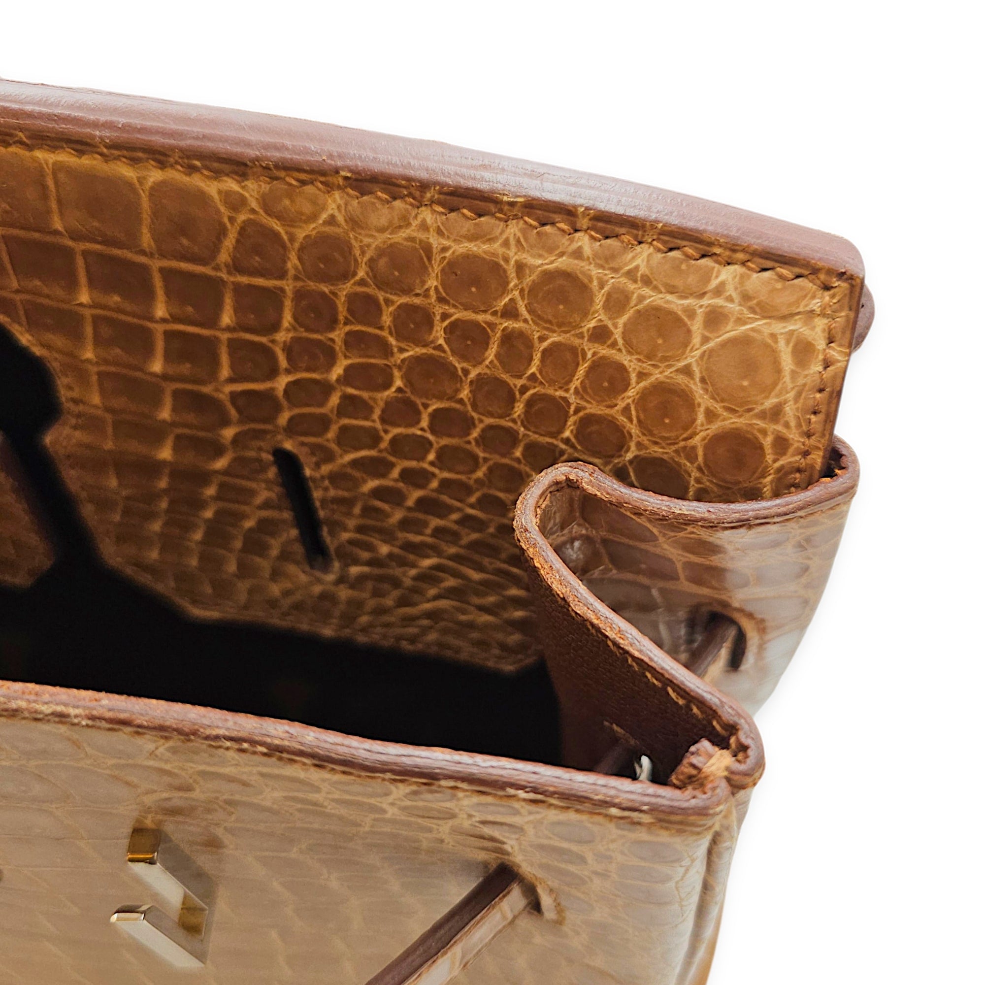 Birkin 35 Ficelle in Shiny Porosus Palladium hardware CL2606-21878 7