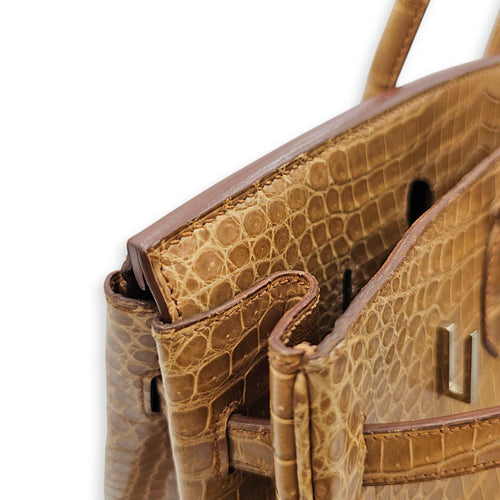 Birkin 35 Ficelle in Shiny Porosus Palladium hardware CL2606-21878 9