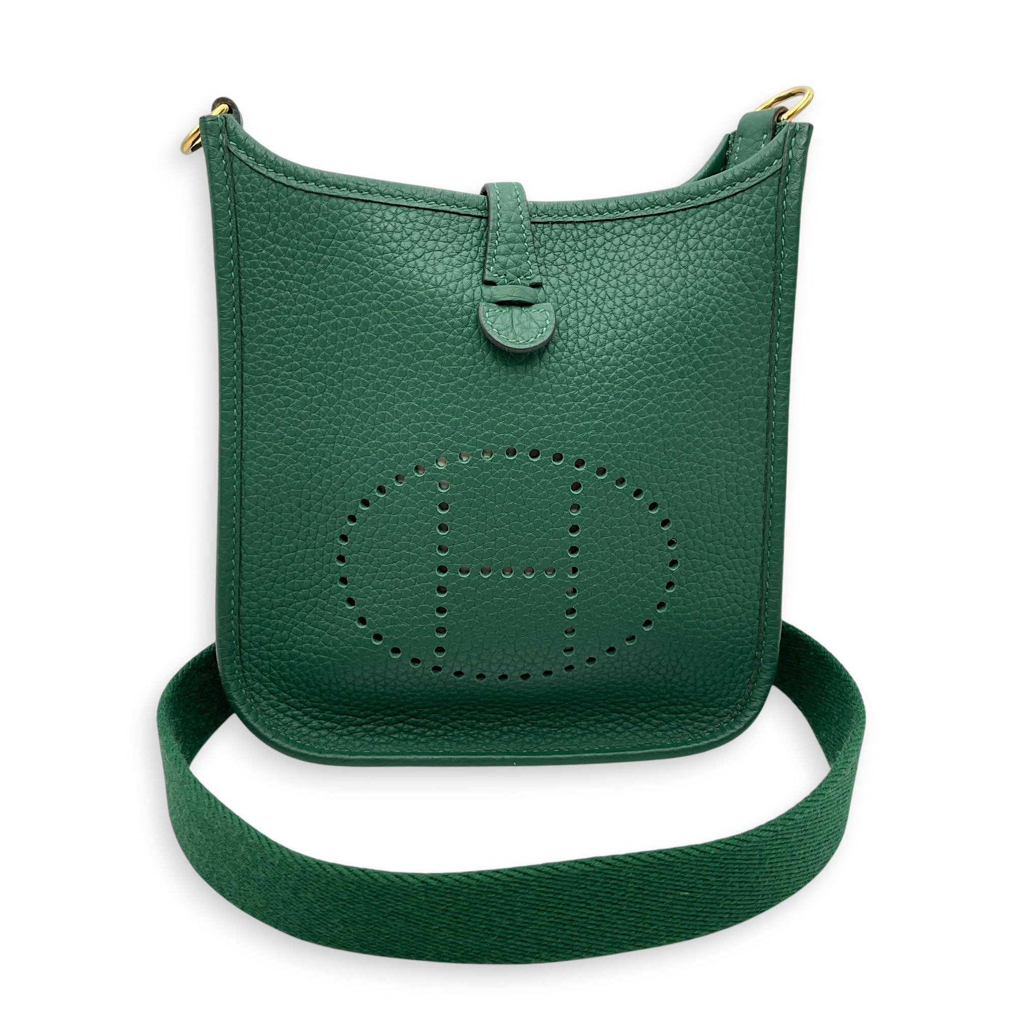 Evelyne (Short Strap) Mini Vert Moyen  in Clemence Gold hardware CL2606-21879 9