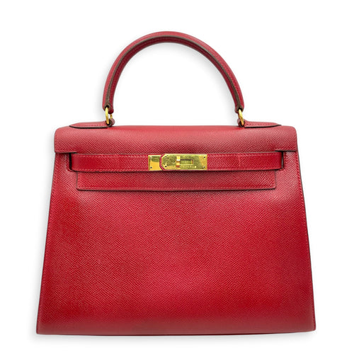 Sellier Kelly 28 Rouge Vif in Courchevel Gold hardware CL2606-21880 1