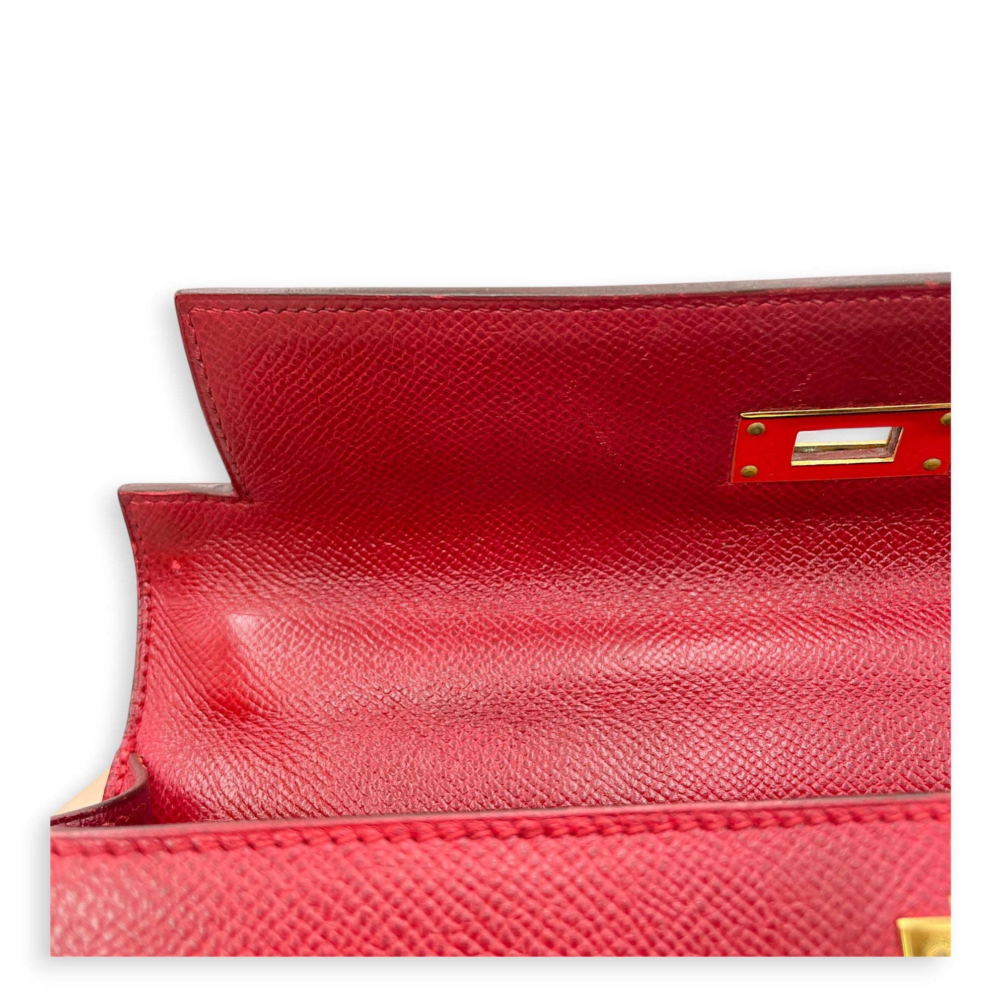 Sellier Kelly 28 Rouge Vif in Courchevel Gold hardware CL2606-21880 10