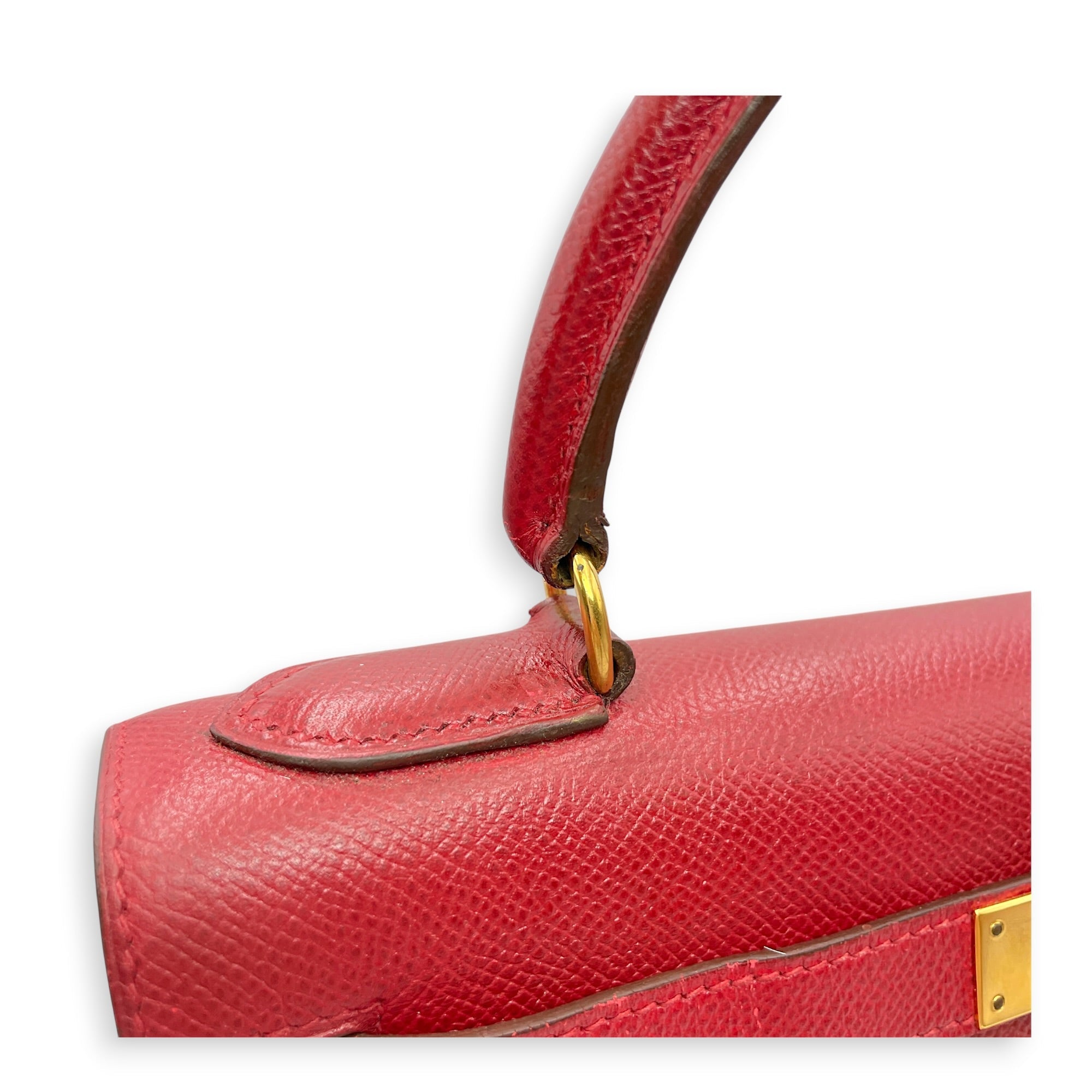 Sellier Kelly 28 Rouge Vif in Courchevel Gold hardware CL2606-21880 14