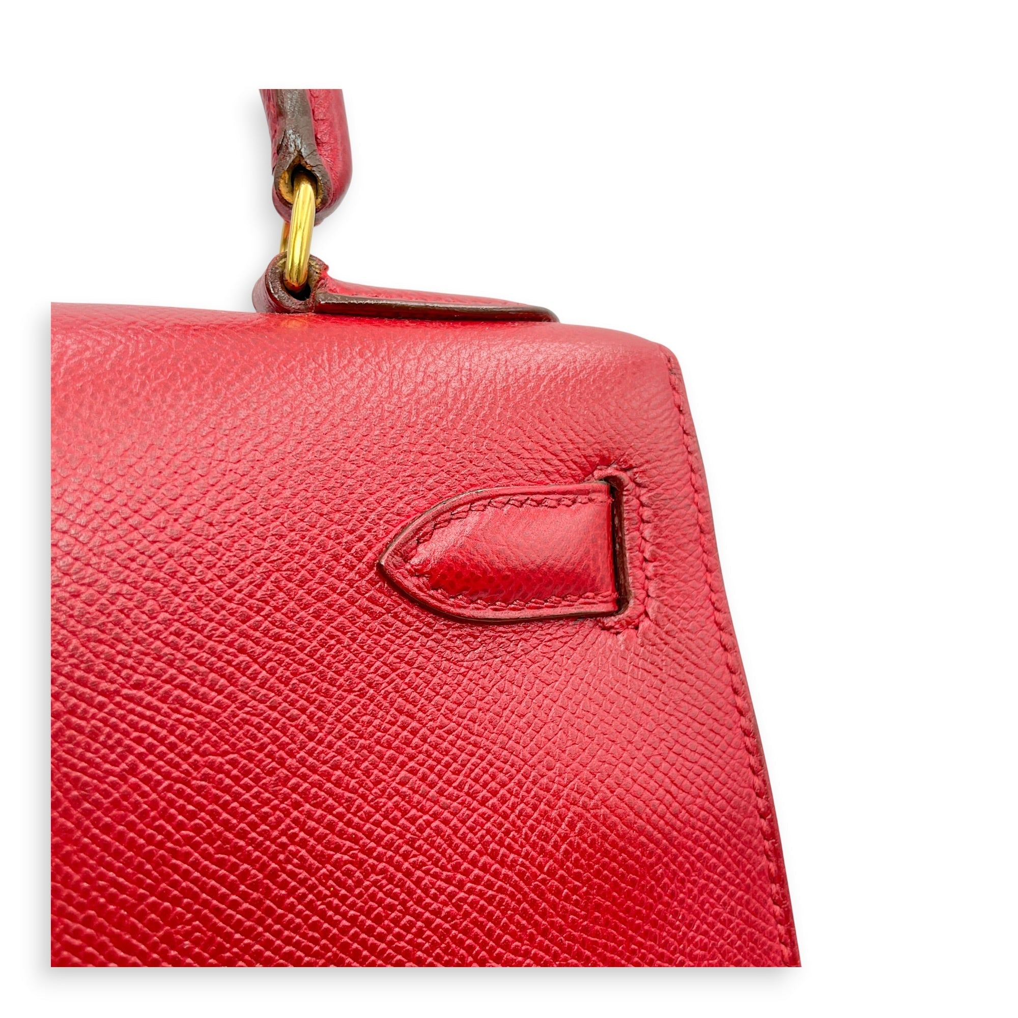 Sellier Kelly 28 Rouge Vif in Courchevel Gold hardware CL2606-21880 16