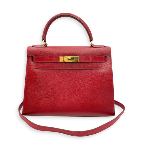 Sellier Kelly 28 Rouge Vif in Courchevel Gold hardware CL2606-21880 17