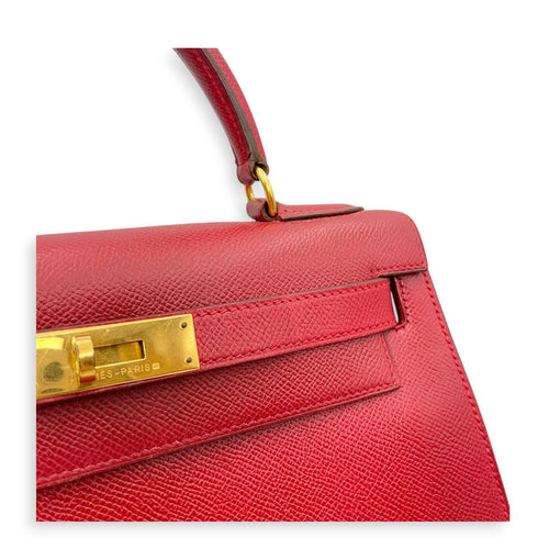 Sellier Kelly 28 Rouge Vif in Courchevel Gold hardware CL2606-21880 19