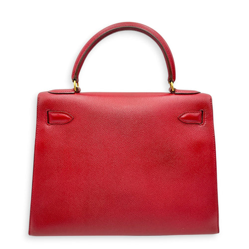 Sellier Kelly 28 Rouge Vif in Courchevel Gold hardware CL2606-21880 2