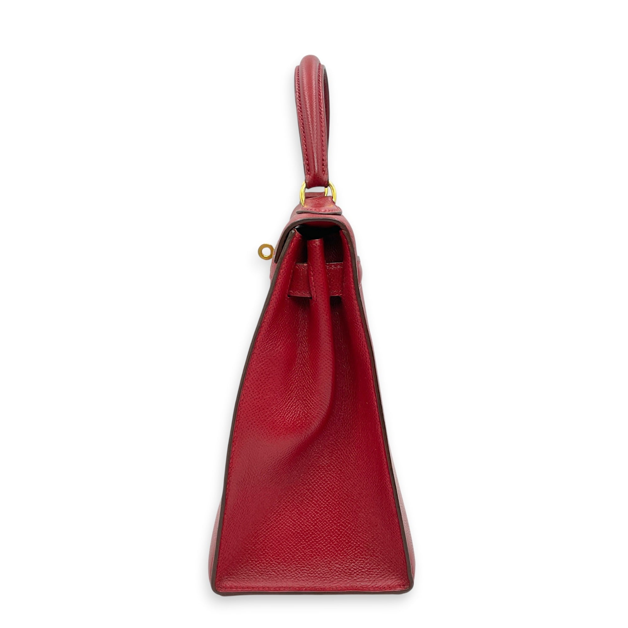 Sellier Kelly 28 Rouge Vif in Courchevel Gold hardware CL2606-21880 4